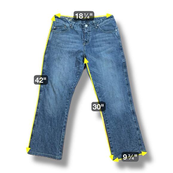 Vintage Y2K Rock & Republic Jeans Mens Blue Faded Straight Leg Embroidered 36/30 - Picture 6 of 8